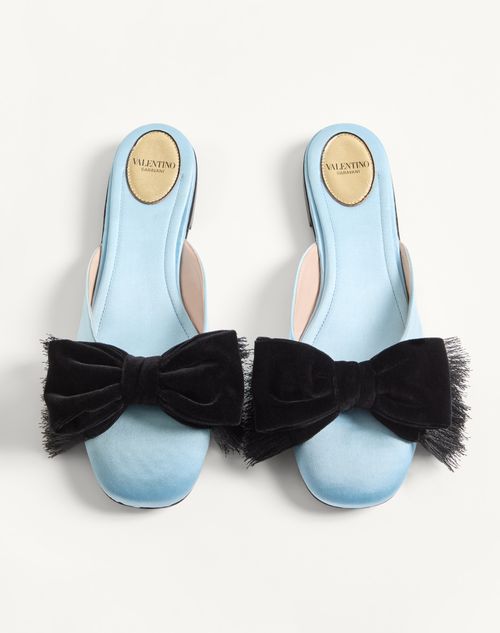 Valentino Garavani - Reinette Satin Mule - Azure - Woman - Ballerinas